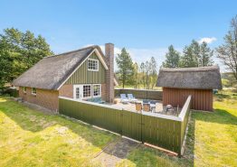 Hyggeligt stråtagshus til 6 personer med lukket terrase