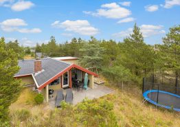 Hyggeligt feriehus med brændeovn på naturgrund