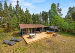 Rustikt sommerhus med flot terrasse og vildmarksbad. Kat. nr.:  61040, Fyrrevænget 6;