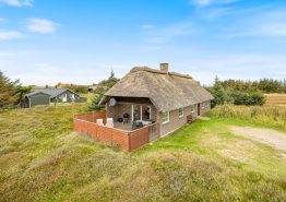 Charmerende feriehus med stråtag på flot naturgrund