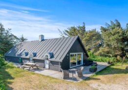 Lyst og velholdt træsommerhus med spabad i Houvig