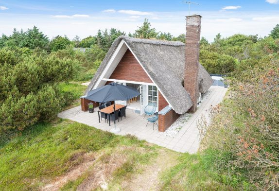Modernes Reetdachhaus mit Außenwhirlpool in Lodbjerg Hede
